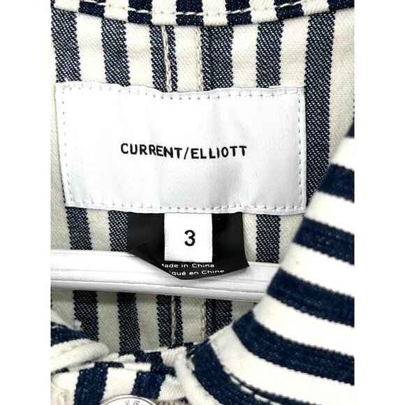 Current Elliott Sleeveless Jumpsuit Dress White Blue‎ Striped Denim Size 3 Large - Picture 10 of 16